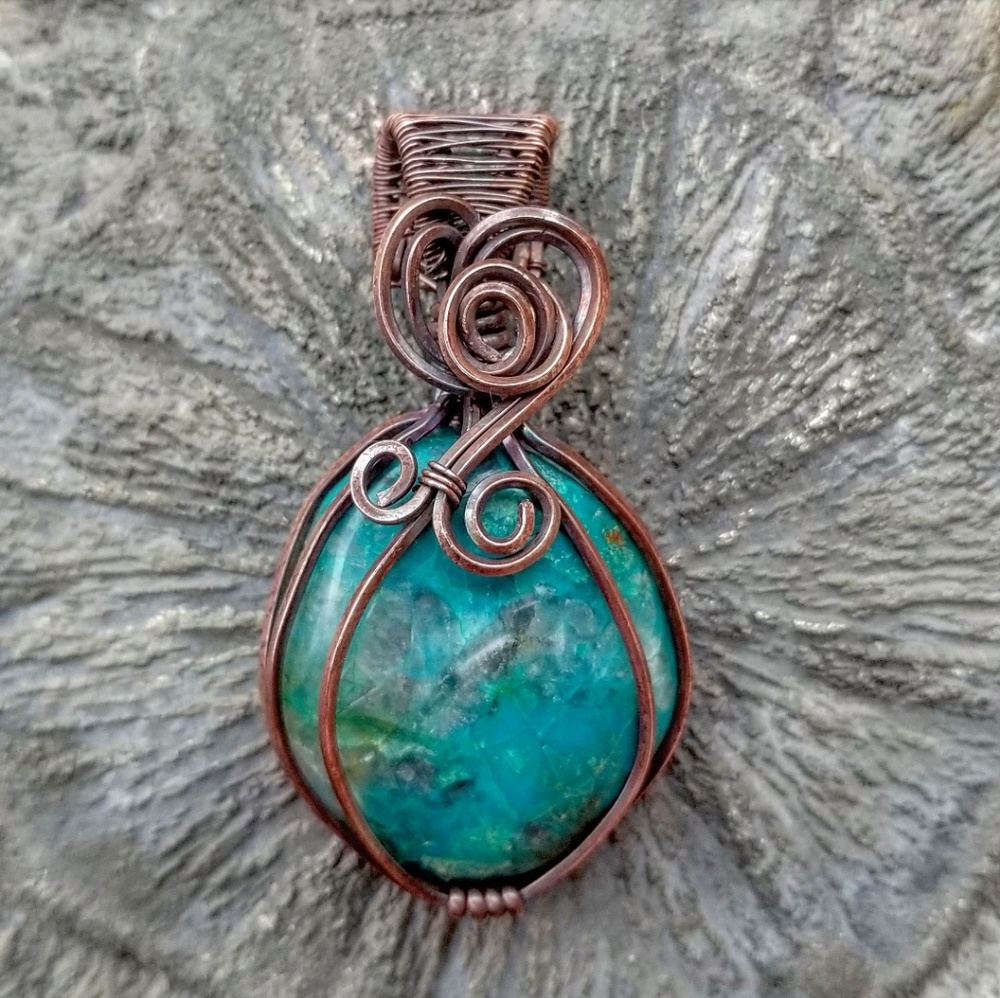 Chrysocolla & Gem Silica Pendant